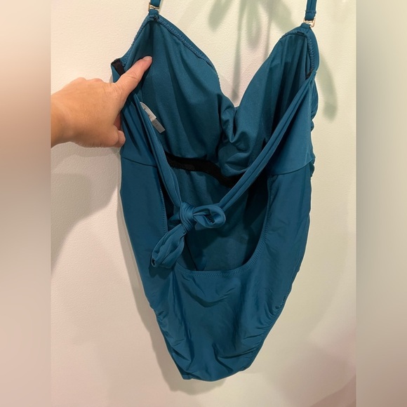 Shade & Shore Teal Once Piece Bathing Suit Size XL Tie Neck and Back - Picture 4 of 13